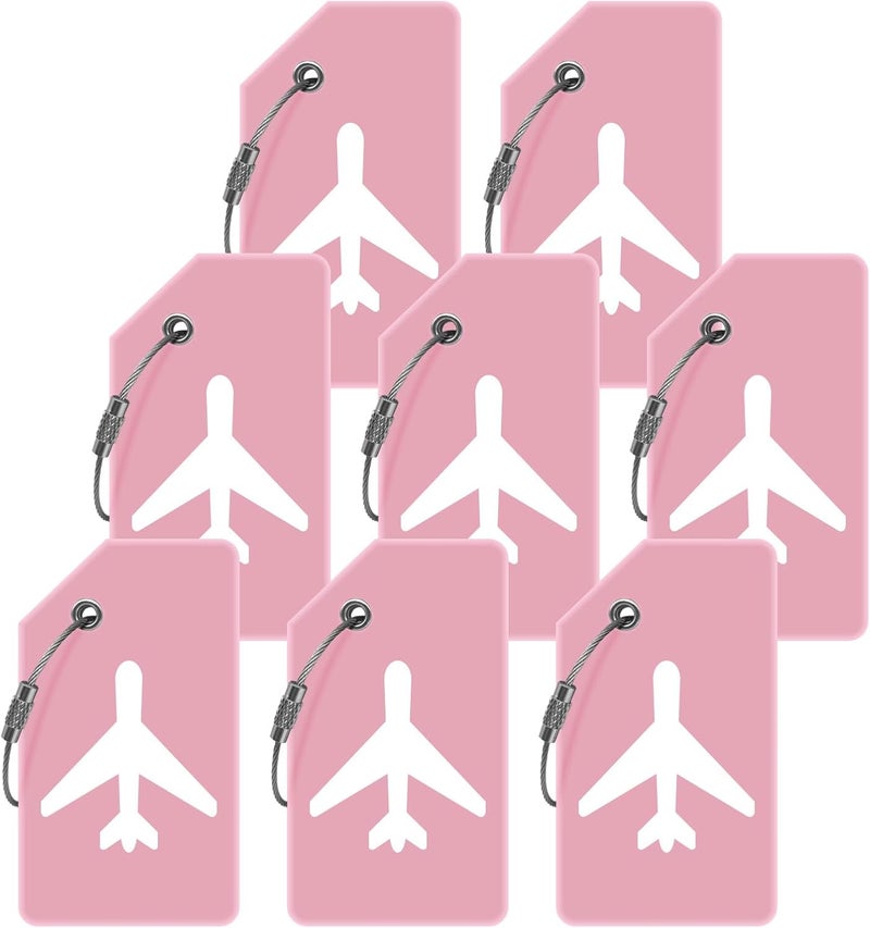M-sorflly Luggage Tag for Suitcases, Quickly Spot 8 Pack Luggage Identifier Tags, Travel Accessories Name Tags for Backpacks, Suitcases, Travel Bags, Baggage, Cruise - Flexible Silicone(Pink) - Image 1